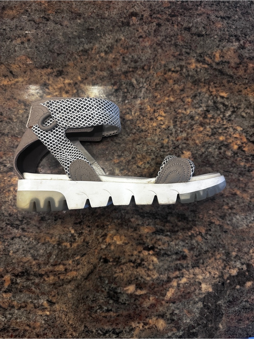 MIA Taupe and White Sporty Strap Sandals
